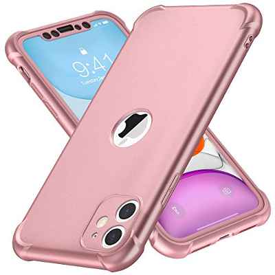 ORETECH Funda Compatible con iPhone 11 con [2X Vidrio Cristal Templado] 360 Grados Anti-Choque Carcasa Protectora Militar Delgado TPU Silicona y Hard PC Case Antigolpe Cover para iPhone 11-Oro Rosa