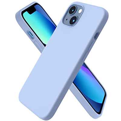 ORNARTO Funda Silicone Case Compatible con iPhone 13, Protección de Cuerpo Completo,Carcasa de Silicona Líquida Suave Antichoque Case para iPhone 13 (2021) 6,1-Azul Claro