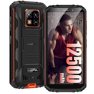 OUKITEL WP18 (2022) Móvil Resistente 12500mAh, 5.93inch HD+ Todoterreno Libres, 4GB+32GB (Ampliable 1TB) Android 11 Móvil Irrompible Teléfono Robusto, 13MP+5MP,IP68,Dual SIM,Face ID/OTG/GPS, Naranja