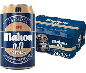 Pack 24 Mahou Tostada 0,0 Cerveza, Sin Alcohol, Sabor Auténtico, 24 Latas x 33cl