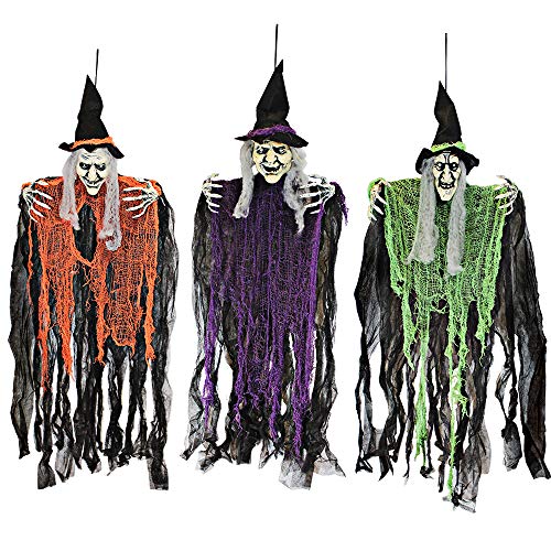 Pack 3 brujas colgantes de 90 cm con brazos flexibles