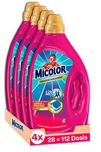 Pack 4 Micolor Gel Frescor Duradero 112 lavados, detergente líquido para lavadora con sistema neutralizador de olor