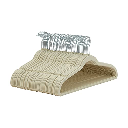 Pack 50 Perchas de terciopelo beige