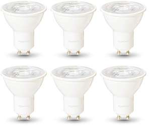 Pack 6 Bombilla de foco LED GU10, luz blanco frío, Regulable