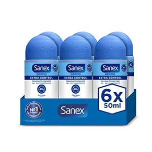 Pack 6 Uds x 50 Ml Sanex Dermo Extra Control, Desodorante Hombre o Mujer, Desodorante Roll-On.