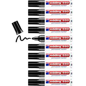 Pack de 10 Rotulador edding punta fibra permanente 550 negro n.1 punta redonda