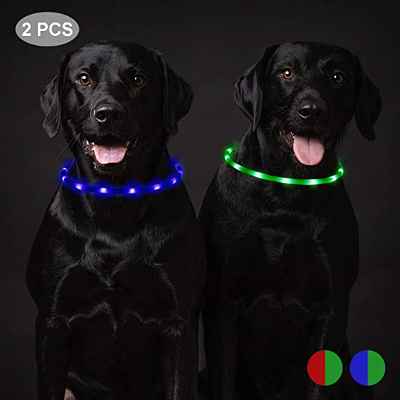 Pack de 2 collares luminosos e impermeables Toozey para mascotas