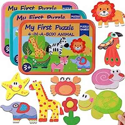 Pack de 3 cajas de puzzles de madera Toyssa para bebés