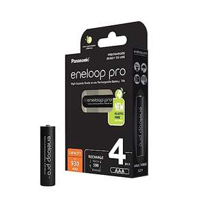 Panasonic eneloop Pro, AAA/Micro Pilas Recargables, Pack de 4, bajo Nivel de autodescarga, Capacidad mínima de 930mAh