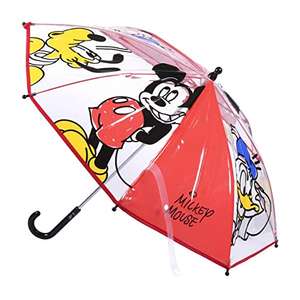 Paraguas Transparente Niño de Mickey Mouse - Apertura Manual con Mecanismo Antiviento y Proteccion en las Varillas para Mayor Seguridad -