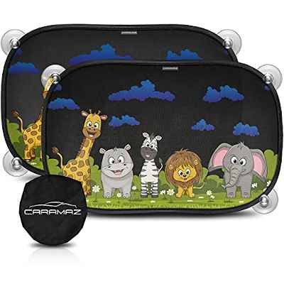 Parasol Coche bebé con protección UV 48 x 30 cm con Ventosa - Protección del Sol y el Calor, Parasol Coche Infantil con ventosas y Bolsa de Transporte
