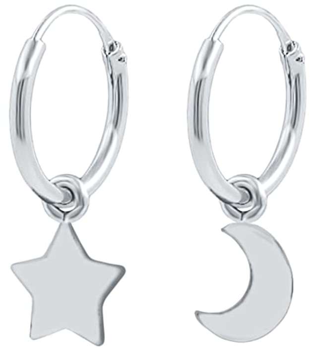 Pendientes de Aro Plata de Ley 925 Par de Aretes Unisex Dos Aros 