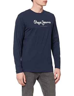 Pepe Jeans Eggo Long Camiseta de Manga Larga, Azul (Navy 595), S para Hombre