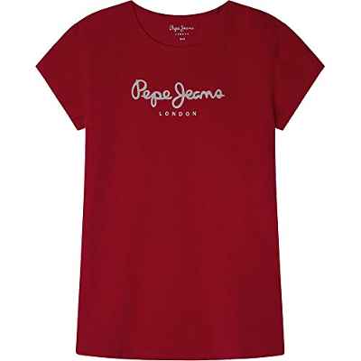 Pepe Jeans Hana Glitter S/S N, Camiseta, para Niñas, Rojo (Burnt Red), 14 años