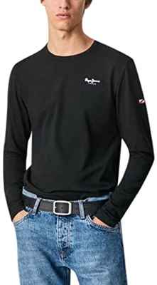 Pepe Jeans Original Basic 2 Long N Camiseta Hombre, Negro (Black), XL