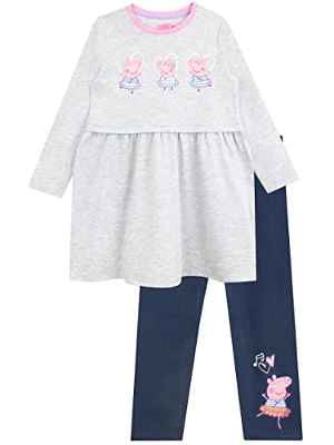 Peppa Pig Conjuntos de Vestido y Pantalones para Niñas Gris 2-3 años