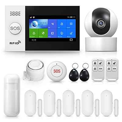 PGST Sistema de alarma, para casa inalámbrico y cámara de vigilancia, antirrobo para casa inalámbrica, WiFi & 4G compatible con Alexa Google Home