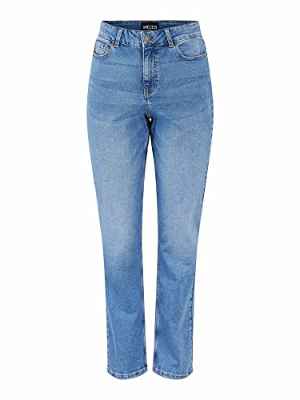 PIECES PCLUNA Straight HW MB57 Noos BC Jeans, Medio de Mezclilla Azul, 28/30 para Mujer