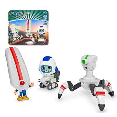 Pinypon Action - Robots Space Pack, 3 Figuras Diferentes, 2 Robots espaciales y un muñeco Astronauta, con Piezas Desmontables e Intercambiables, para niños pequeños Desde 4 años, Famosa (700017340)