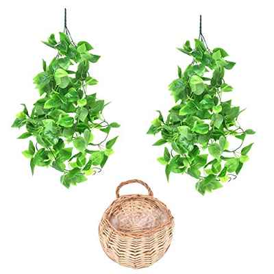 Plantas artificiales colgantes con cesta 3.6ft falsa hiedra vid plantas verdes colgantes para decoración interior exterior jardín dormitorio decoración