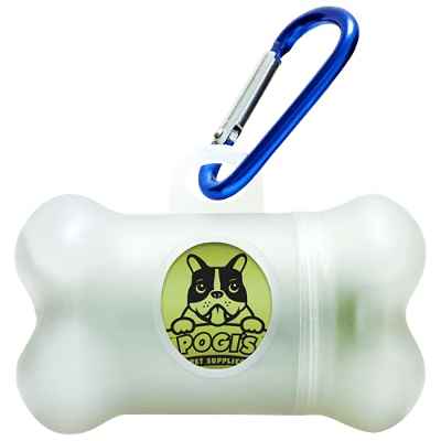 Pogi's Dispensador de bolsas para excrementos - 1 rollo (15 compostables bolsas) - Bolsas grandes biodegradables, perfumadas y antigoteo para perros