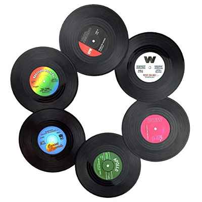 Posavasos Vinilo,6 Pcs Retro CD Discos de Vinilo Decorativo Posavasos,Decoracion Habitacion Aesthetic Posavasos para Tazas de Té,Café,Cerveza, para Casa y Bar, Regalo Ideal para Amantes de Música