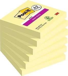 Post-it Super Sticky Notas, Canary Yellow, 76 mm x 76 mm, 90 hojas/bloc, 4 blocs/paquete + 2 GRATIS