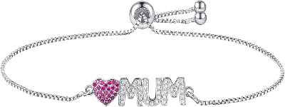 Pulsera Mamá con Corazón de Plata de Ley 925 