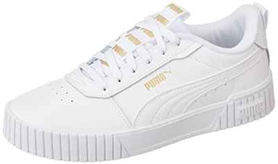PUMA Carina 2.0 Tape, Zapatillas de Tenis Mujer, Multicolor White White Team Gold, 38 EU