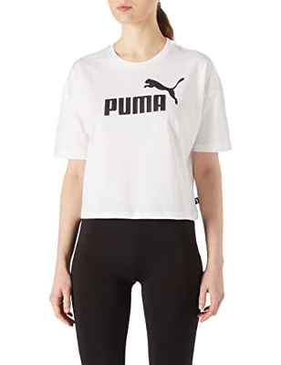 PUMA ESS Cropped Logo tee Camiseta, Mujer, Puma White, L