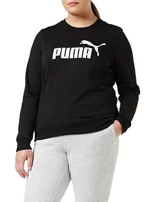 PUMA ESS Logo Crew TR Sudadera, Mujer, Black, XS