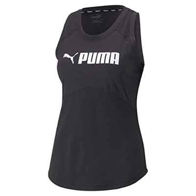 PUMA Fit Logo Tank Camiseta sin Mangas, Mujer, Black, s