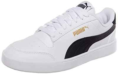 PUMA Puma Shuffle V PS, Zapatillas deportivas, Unisex niños, Puma White-Puma Black-Puma Team Gold, 35 EU