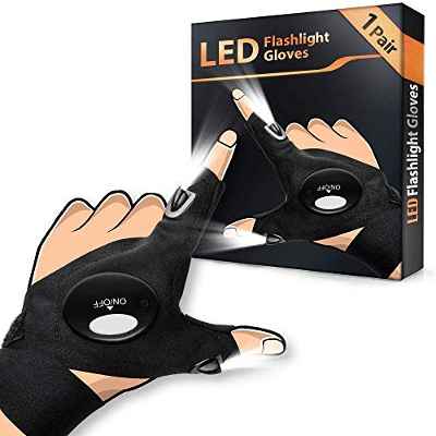 Regalos Originales Hombre Guantes con Luz LED - Regalos San Valentin Hombre Guantes de LED, Día del Padre Regalo Herramientas Guantes con Luz Impermeable, Regalos para Pesca, Mecánico, Electricista