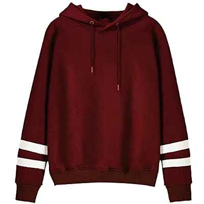 RITOSTA Sudadera Mujer Jersey con Capucha Sweatshirt Suéter de Manga Larga con Chaqueta Cordón de Invierno Casual Estilo Clásico Jersey de Rayas (Vino Rojo, XL)