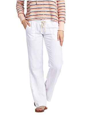 Roxy Oceanside Pantalón De Lino con Pata Ancha, Mujer, Blanco (Sea Salt), S