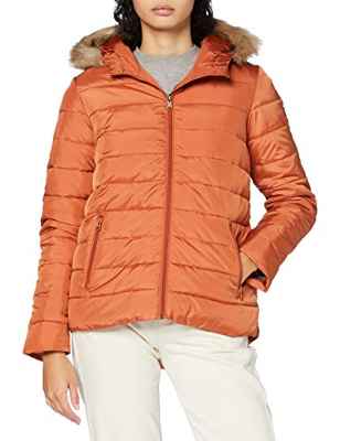 Roxy Rock Peak Fur - Chaqueta Con Capucha Y Acolchado Resistente Al Agua Para Mujer Chaqueta Con Capucha Y Acolchado Resistente Al Agua, Mujer, auburn, XL