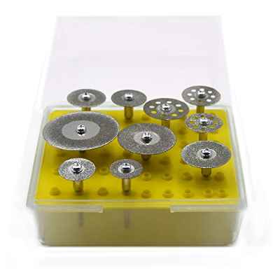 Rueda de corte de diamante, 10 unidades de discos de corte de diamante de 1/8 pulgadas, juego de cuchillas para Dremel Rotary Tool de Oudtinz