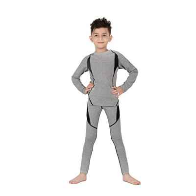 SAGUARO Conjunto Térmico para Niños Ropa Interior Termica Niñas Elástico Camiseta Térmica de Manga Larga Pantalones Térmicos Gris Gr.110-116