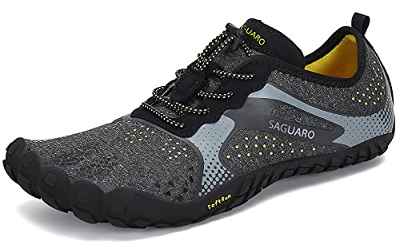 SAGUARO Hombre Mujer Zapatillas Barefoot Minimalistas Calzado de Training Ligeras Cómodas para Caminar Senderismo Ciclismo Trail Running Trekking Playa Agua Exterior Interior, Ébano Negro, 42