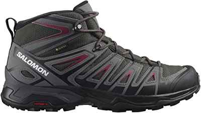 Salomon X Ultra Pioneer Mid Gore-Tex, Zapatillas de Senderismo Hombre, Multicolor (Peat Quiet Shade Biking Red), 42 2/3 EU