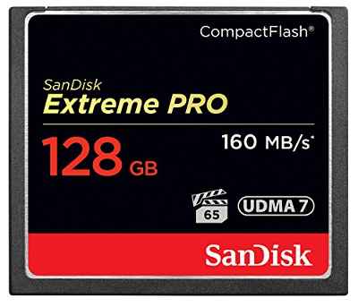 Sandisk 128GB Extreme Pro - Memoria Compact Flash de 128 GB (UDMA 7, 160 MB/s, CF), negro