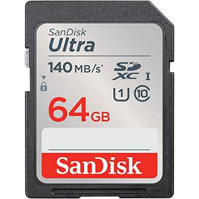SanDisk 64 GB Ultra SDXC Tarjeta, con hasta 140 MB/s, rendimiento de apps A1, UHS-1, Clase 10, U1