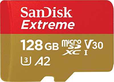 SanDisk Tarjeta microSDXC Extreme de 128 GB + adaptador SD + RescuePRO Deluxe de hasta 190 MB/s, con rendimiento de aplicación A2, UHS-I, Clase 10, U3, V30