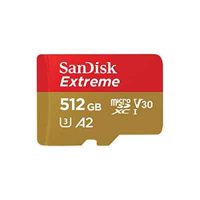 SanDisk Tarjeta microSDXC Extreme de 512 GB + adaptador SD + RescuePRO Deluxe, hasta 190 MB/s, con rendimiento de aplicación A2, UHS-I, Clase 10, U3, V30