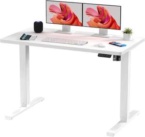 SANODESK QSE 110 x 60 cm Escritorio Regulable en Altura Eléctrico Standing Desk -Oferta en 2 colores Blanco y Blanco/Arce