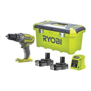 Set RYOBI atornillador 18V ONE+ con 2 baterías + cargador + caja