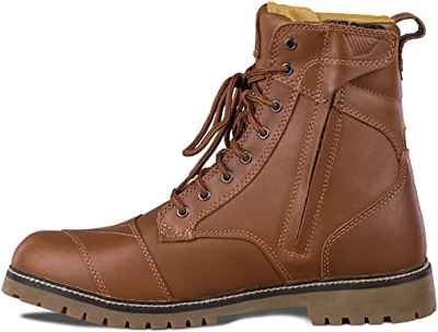 SHIMA Thomson, Zapatos Moto Hombre | Reforzados Zapatos Moto de Cuero, Soporte para el Tobillo, Suela Antideslizante, Mango de Cambio de Marchas (Marrón, 45 eu)