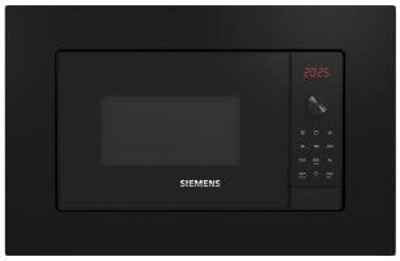 Siemens BE623LMB3 - Microondas, electrónico, Encastrable con marco, 38 cm, 20 l, 5 F, humidClean, Ap. lateral izquierda, Electrónico LED, 8 prog. auto, plato giratorio 27 cm, con grill, Negro