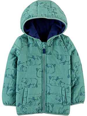 Simple Joys by Carter's Chaqueta Acolchada Niño, Verde, Oso, 2 años